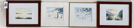 杜特龙？  
四幅池塘风景画 
水彩画
右下方有签名。 
高 6.5 x 宽 9.5 厘米。 
高 