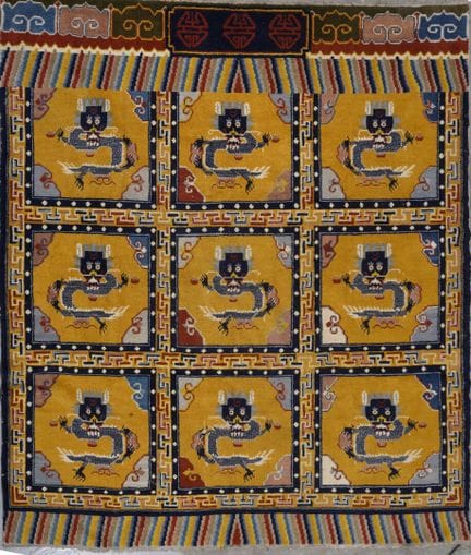 Tapis chinois (chaîne, trame et velours en laine),