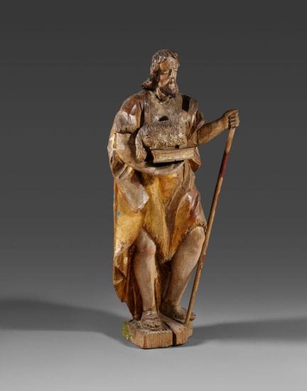 Groupe en tilleul sculpté, doré et peint au nature