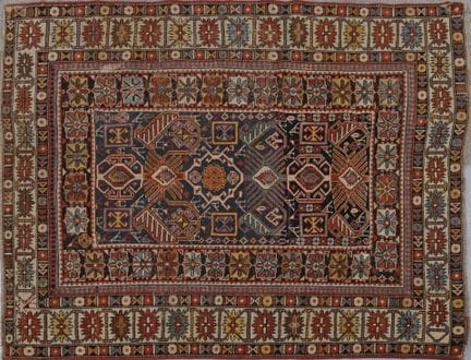 Tapis Chirvan (chaîne, trame et velours en laine),