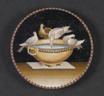 Médaillon en micro-mosaïque sur cuivre représentan