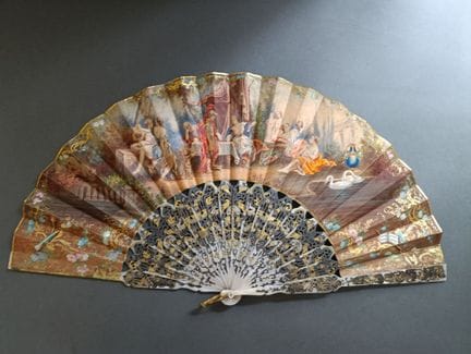 Télémaque et Calypso, vers 1850 
Éventail plié, la