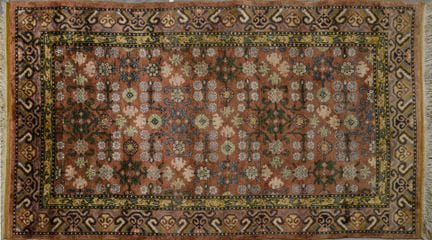 Tapis Samarcande en soie, (chaîne, trame et velour