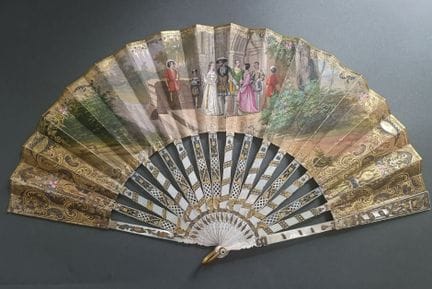 Scène de mariage, France, vers 1850
Éventail plié,