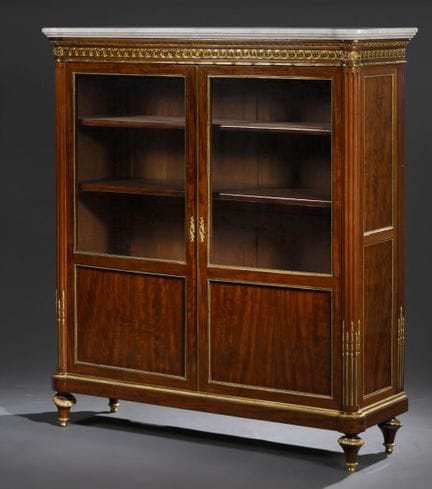 Vitrine-bibliothèque en acajou et placage d'acajou