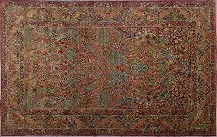 Tapis Kirman Laver (chaîne et trame en coton, velo