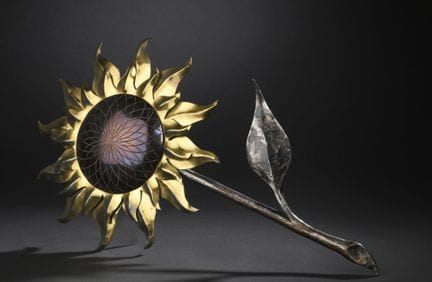 Tournesol en métal, fer forgé et laiton
Travail de