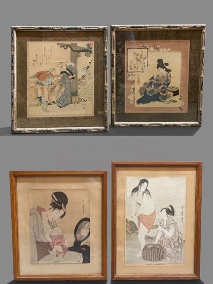Lot de quatres estampes japonaises
Epoque Meiji (1
