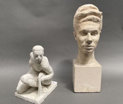 J. DEVIN (20th century)
-Bust of a Young Man 
Plas