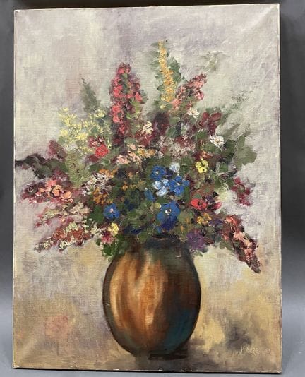 Pierre REZE
Vase de fleurs
Huile sur toile, signée