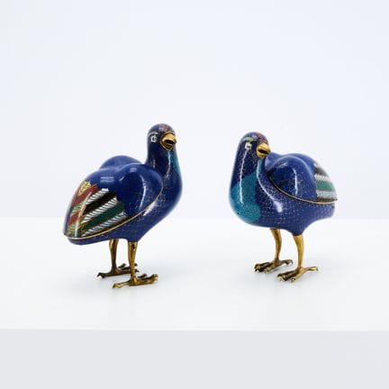 CHINE

Titre : Paire de figurines de cailles en br