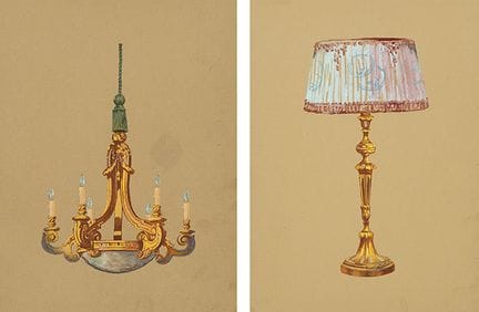 ANONYME 
 
 Esquisse de lampes par un sculpteur su