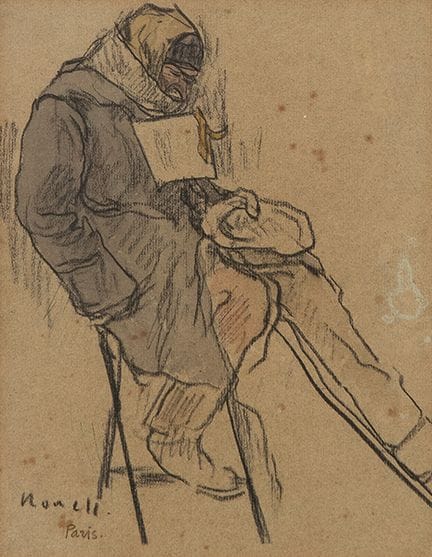 伊西德罗·诺内尔 
 巴塞罗那 1872 - 1911 
 
 《乞丐》，约1897年 
 纸本木炭