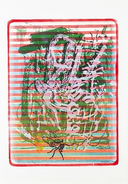 马库斯·奥伦 
 德国 1956 
 
 《无题》。2000年 
 纸本油画与拼贴 
 署名并标注2