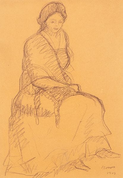 伊西德罗·诺内尔 
 巴塞罗那 1872 - 1911 
 
 《坐着的吉普赛妇女》。1909年 
