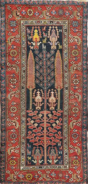 Persian rug, Bakhtiari or Bijar style, with a tree