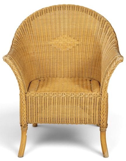 Armchair made of bamboo and woven rattan, with a h