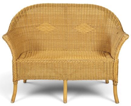 Armchair made of bamboo and woven rattan, with a h