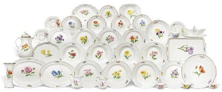 Meissen dinner service, white glazed porcelain wit
