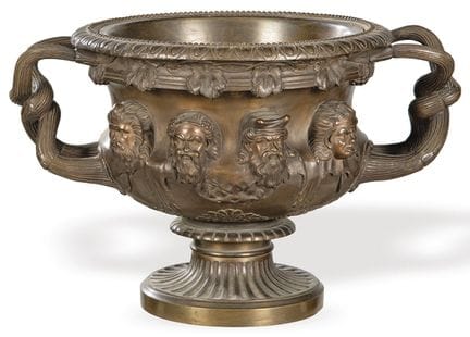 19th-century patinated bronze Bacchic cup "Grand T