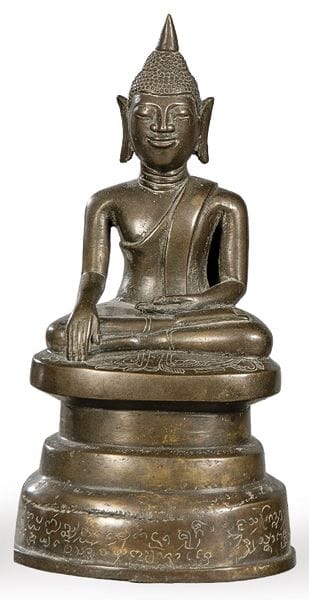 Seated Buddha in bronze, Shan style, Burma, 19th c