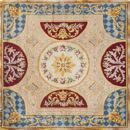 Neoclassical wool rug by Miguel Stuyck, signed. 
 