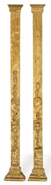Pair of carved and gilded wooden pilasters, Spain,