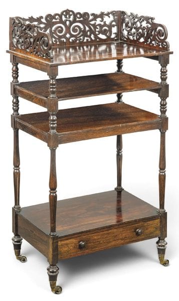 Victorian mahogany shelving unit with three shelve