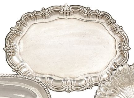 Small oval tray of Spanish silver, hallmarked 1st 