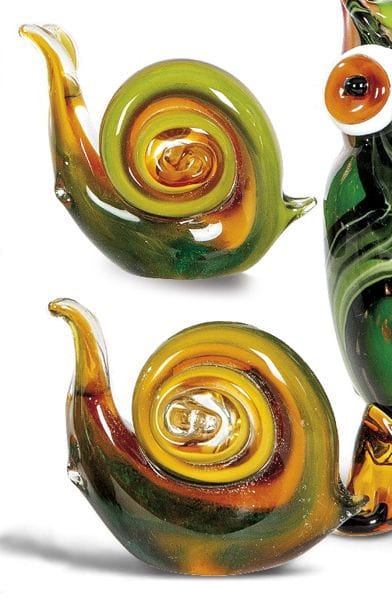 Due lumache in vetro di Murano 
 Dimensioni: 10,5 
