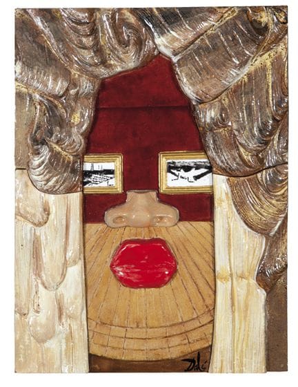 “Mae West” wall mask, three-dimensional glazed cer
