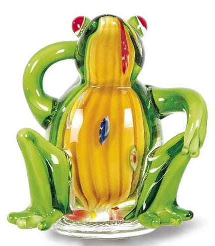 "Sitting Frog" in vetro di Murano. 
 Firmato sul t
