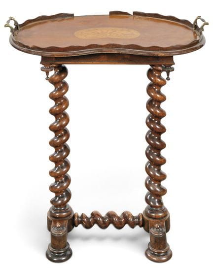 Victorian mahogany table with tray, on Solomon's b