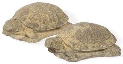 Two sandstone garden turtles. 
 Dimensions: 16 x 2