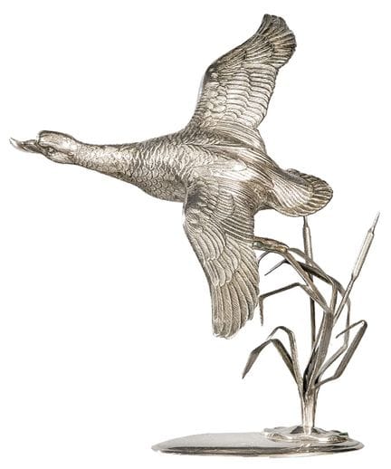 Spanish silver duck in flight, hallmarked 1st grad