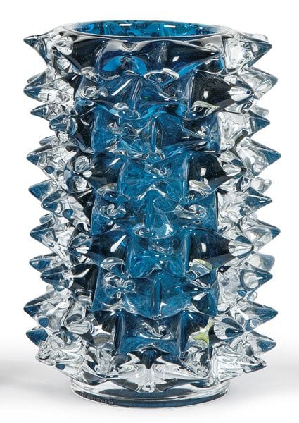 Vaso in vetro di Murano pieghettato con uno strato