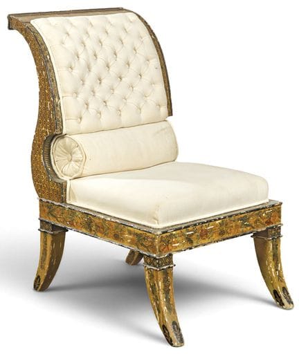 Low Indo-Kashmir chair in polychrome and lacquered