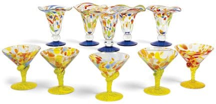 Dieci bicchieri da gelato o da cocktail in vetro d