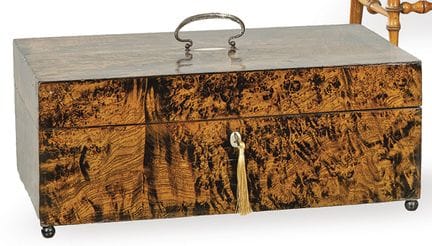 Large walnut burl box, Napoleon III era, France, c