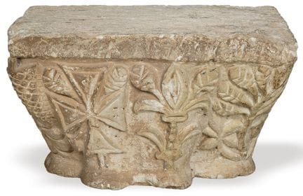 Pre-Romanesque capital carved in limestone, Spain,