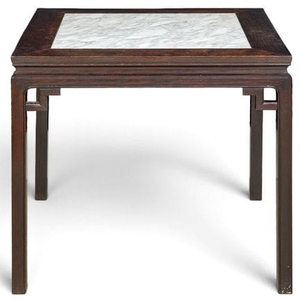 Chinese wooden table with marble top, first half o