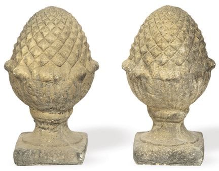 Pair of sandstone pinecones for the garden. 
 Heig