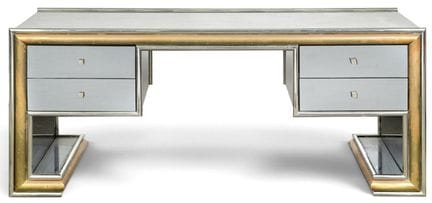 Desk with four drawers distributed across two side