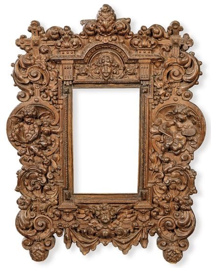 Carved wooden frame with relief carving, France, 1
