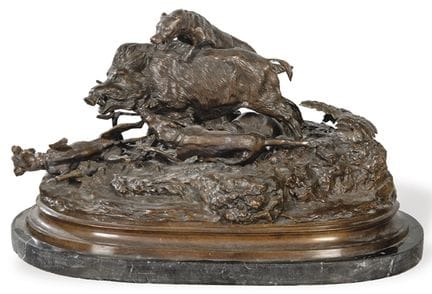 After Ferdinand Pautrot (France 1832-1874) 
 "Boar