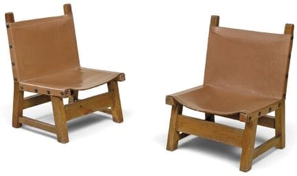 Pair of low armchairs with walnut wood frames and 