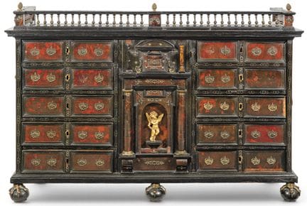 Charles II writing desk in ebonized wood and torto