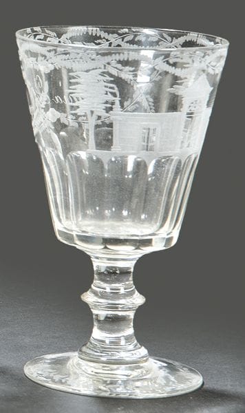 Bicchiere souvenir proveniente da La Granja, perio