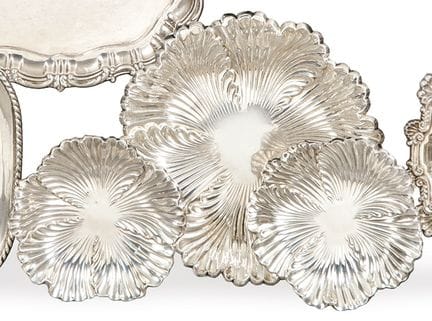 Three silver centerpieces, hallmarked 1st grade by