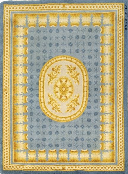Aubusson wool rug by Miguel Stuyck, signed 
 Blue 